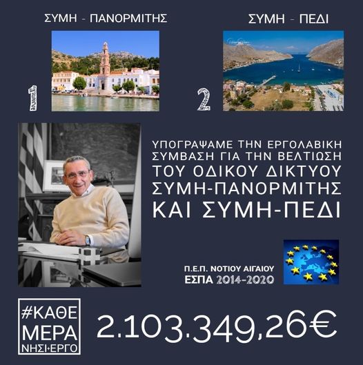 Ξεκινούν  τα έργα βελτίωσης του οδικού δικτύου Σύμη – Πανορμίτης και Σύμη – Πέδι, προϋπολογισμού 2,4 εκατ. ευρώ